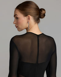 Mac Duggal #56536 black sheer sleeve detail
