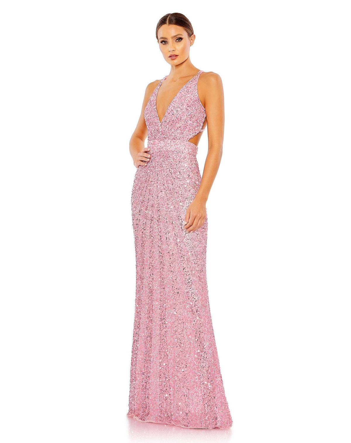 Criss cross cut out sequin gown - Pink * Style #5686 * Designer: Mac Duggal