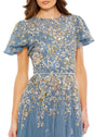 Embellished Butterfly Modest Gown - Taupe Multi