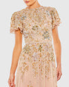 Embellished Butterfly Modest Gown - Taupe Multi