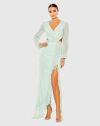 Long sleeve cut out gown - Mint - Sale