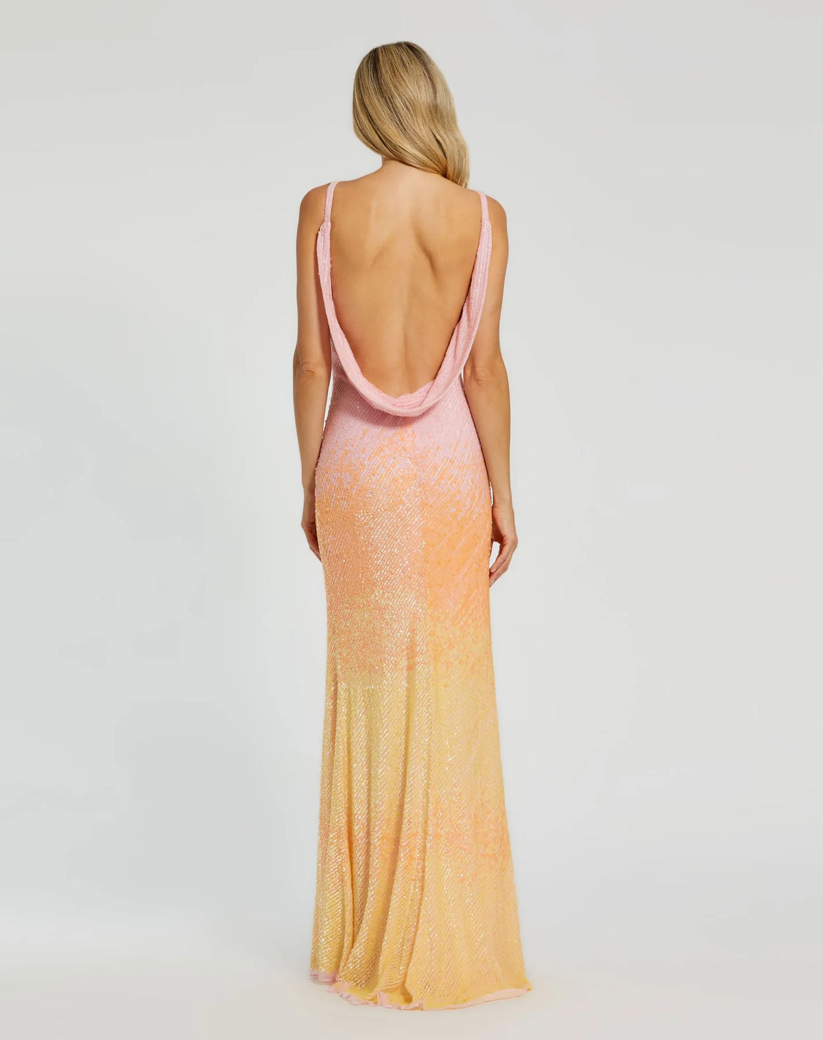 Rainbow ombre sequin cami front gown - Pink