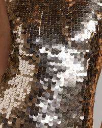 Mac Duggal #5959 gold sleeveless sequin column gown