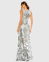 Sleeveless Disc Sequin Gown - Silver