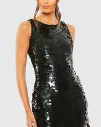 Sleeveless Disc Sequin Gown - Silver