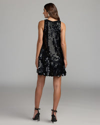 Mac Duggal #5961 black sequin mini dress back view