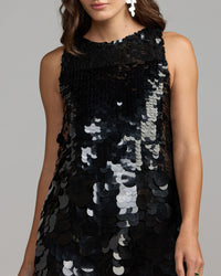 Mac Duggal #5961 black paillette sequin close-up