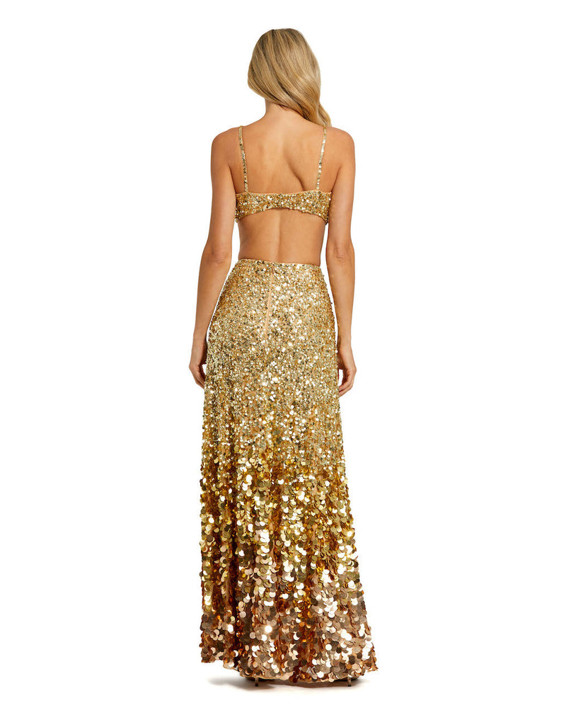 THIN STRAP CUT OUT GOWN WITH OMBRE SEQUINS Regular price Style #6077 Designer: Mac Duggal back