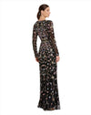 Mac Duggal, LONG SLEEVE EMBELLLISHED MESH GOWN, Style #6135, black, back view