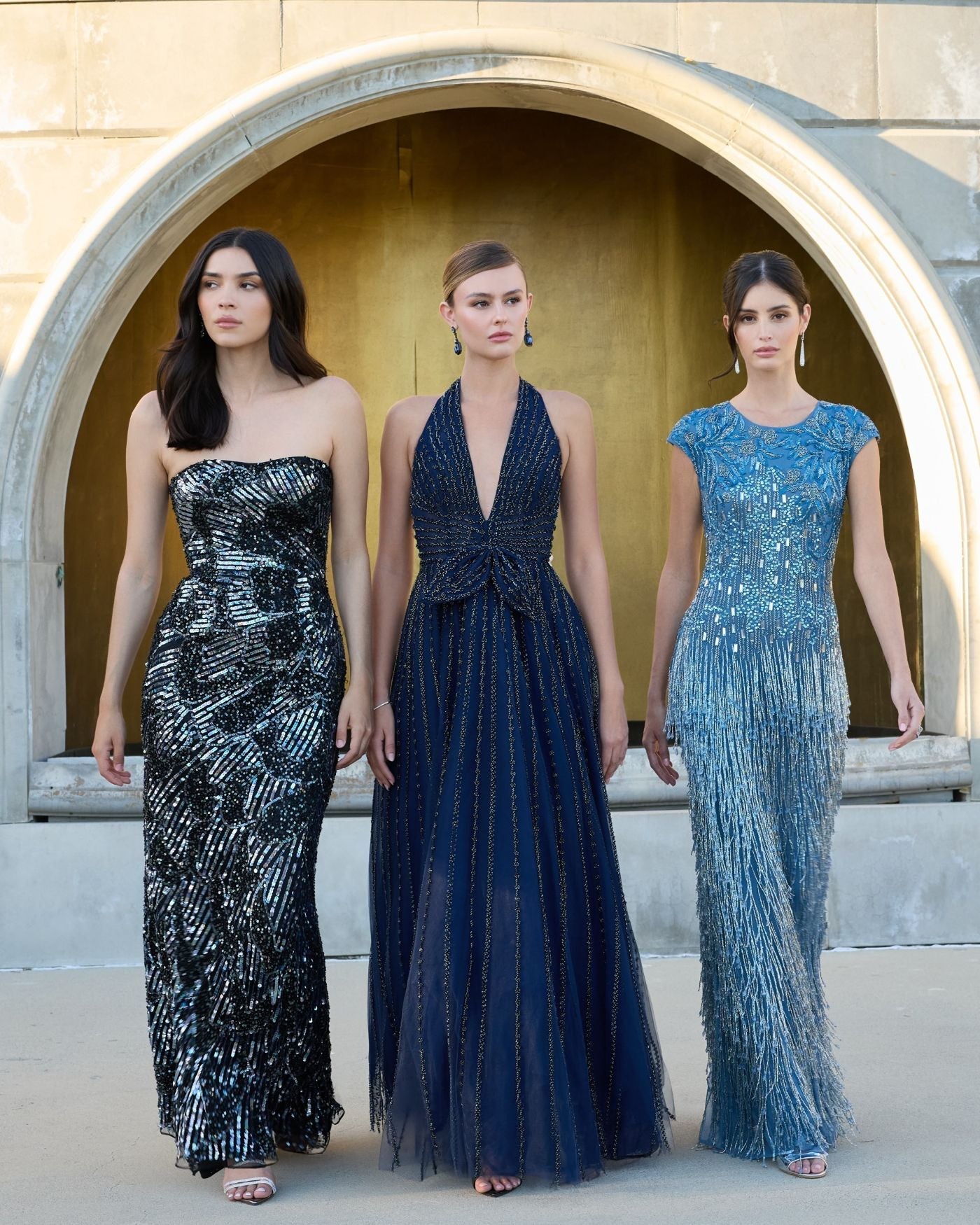 Black Multicolor Sequin Strapless Column Gown