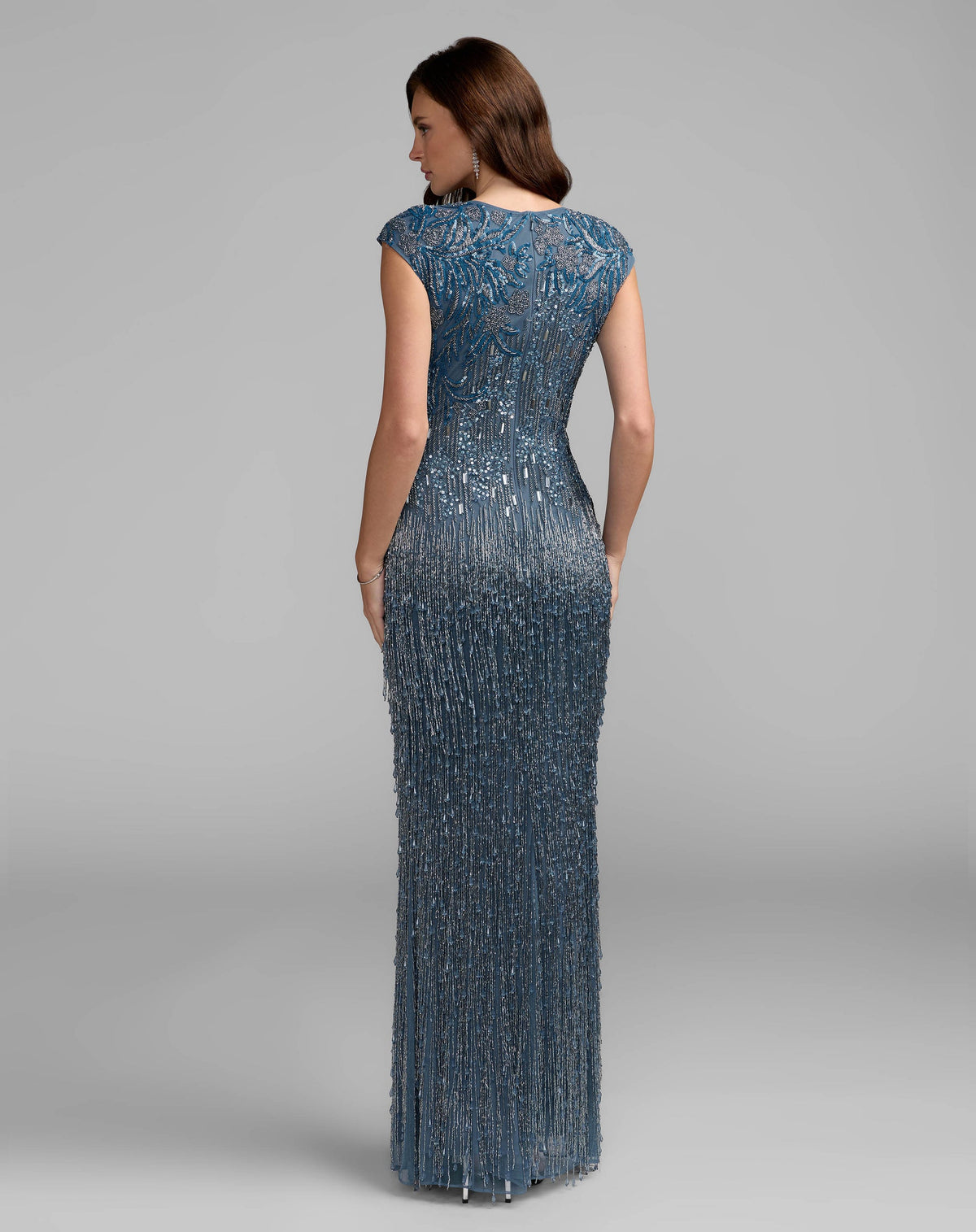 Back-view-of-slate-blue-cap-sleeve-gown-with-allover-beading