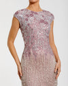 Embellished Cap Sleeve Gown - Purple