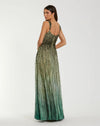 Sleeveless Sequin A Line Ombre Gown - Green