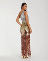 Mac Duggal Multicolor Ombre Sequin One Shoulder Fringe Dress #6212