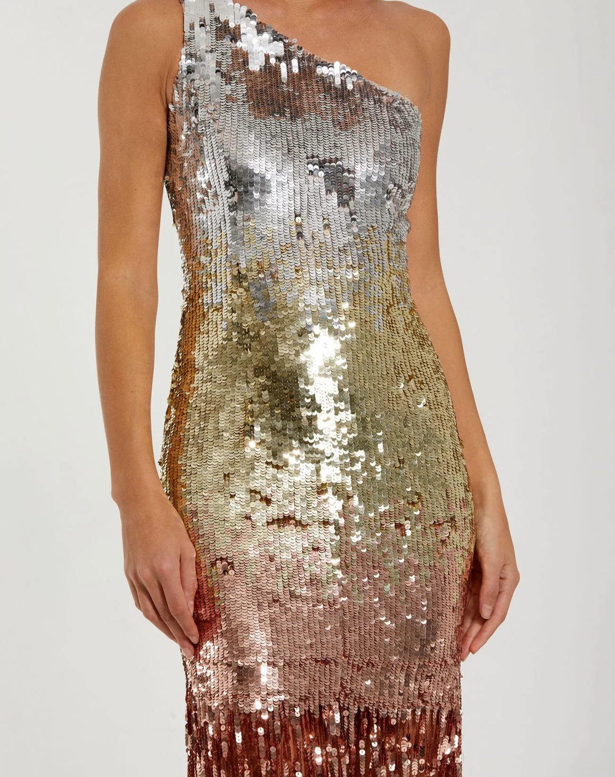 Mac Duggal Multicolor Ombre Sequin One Shoulder Fringe Dress #6212 Shaide Boutique Mac Duggal Multicolor Ombre Sequin One Shoulder Fringe Dress #6212 Shaide Boutique