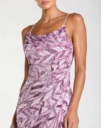 Mac Duggal Purple Sleeveless Cowl Back Embellished Gown Lilac #6214