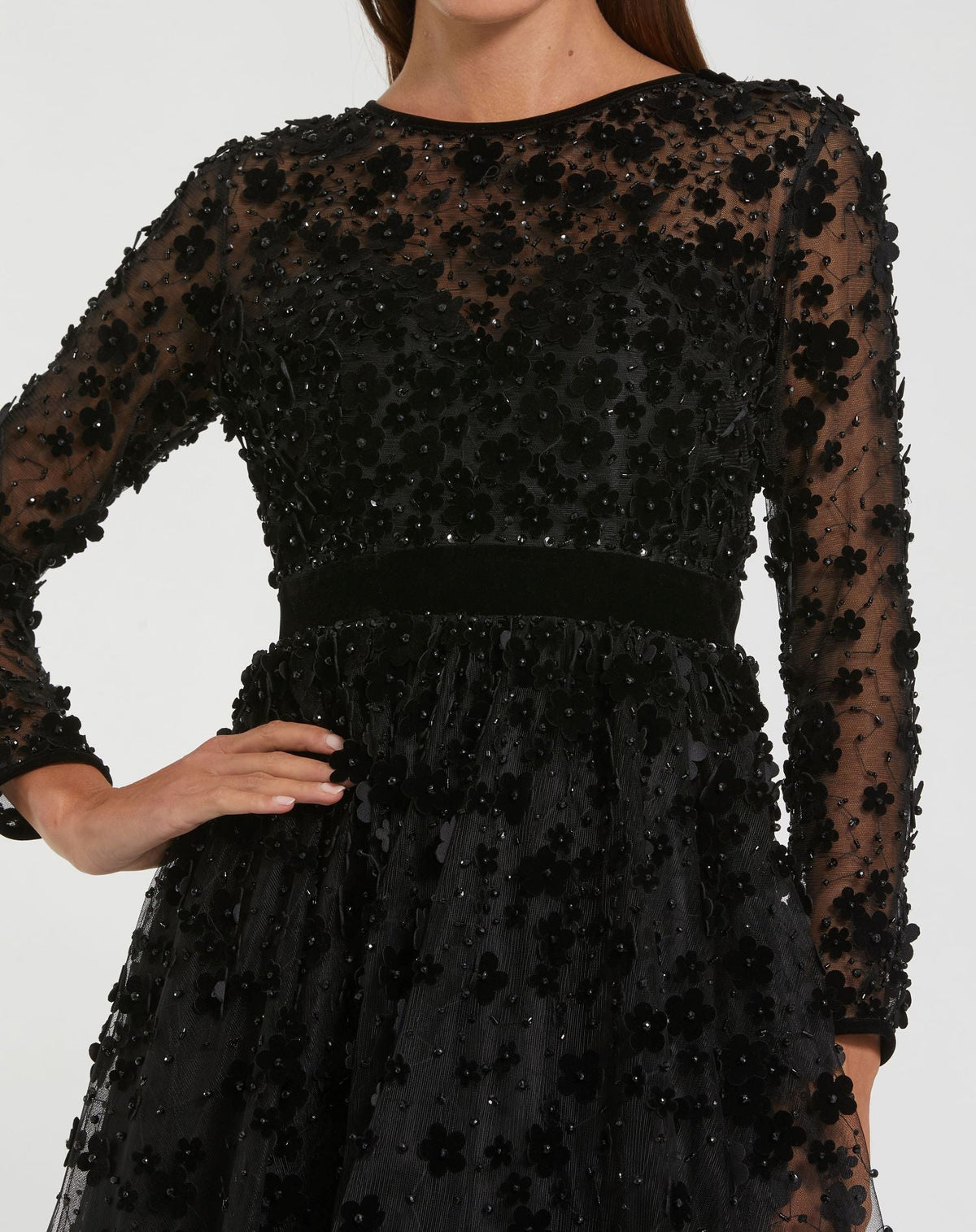 Mac Duggal Blue Embellished Illusion High Neck Long Sleeve Fit & Flare Dress Black #67007 | Shop Prom Dresses, Wedding Guest Dresses, and Black Tie Evening Gowns Online at SHAIDE! Shaide Boutique Mac Duggal Blue Embellished Illusion High Neck Long Sleeve Fit & Flare Dress Black #67007 | Shop Prom Dresses, Wedding Guest Dresses, and Black Tie Evening Gowns Online at SHAIDE! Shaide Boutique