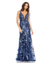 Mac Duggal #67481 Floral Embellished Sleeveless Gown - Navy