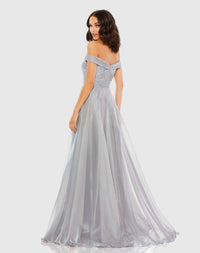 Off The Shoulder Ruched A Line Gown - Sapphire