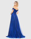 Off The Shoulder Ruched A Line Gown - Sapphire
