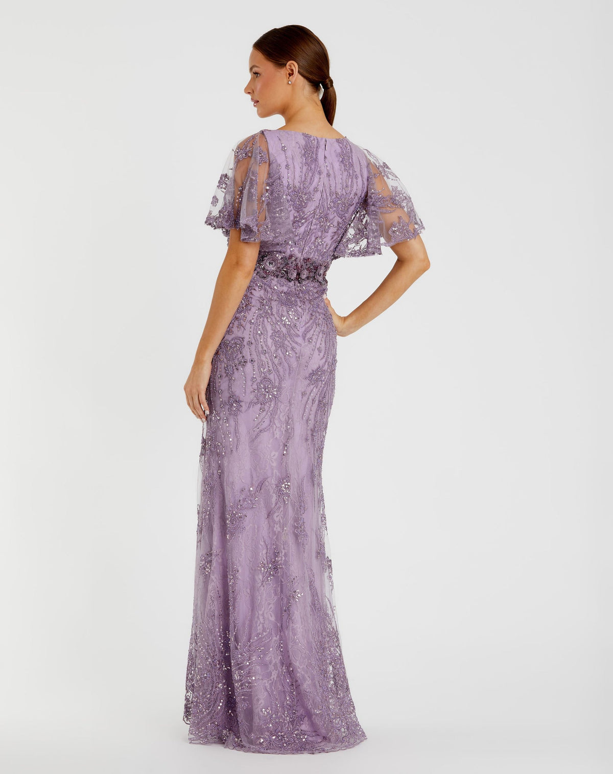 Flutter Sleeve Evening Gown - Lilac