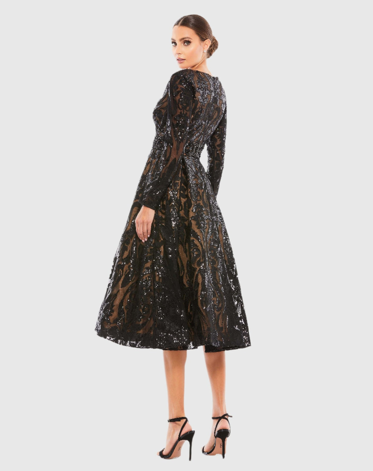 Sequin Embellished A-Line Cocktail Dress - Black