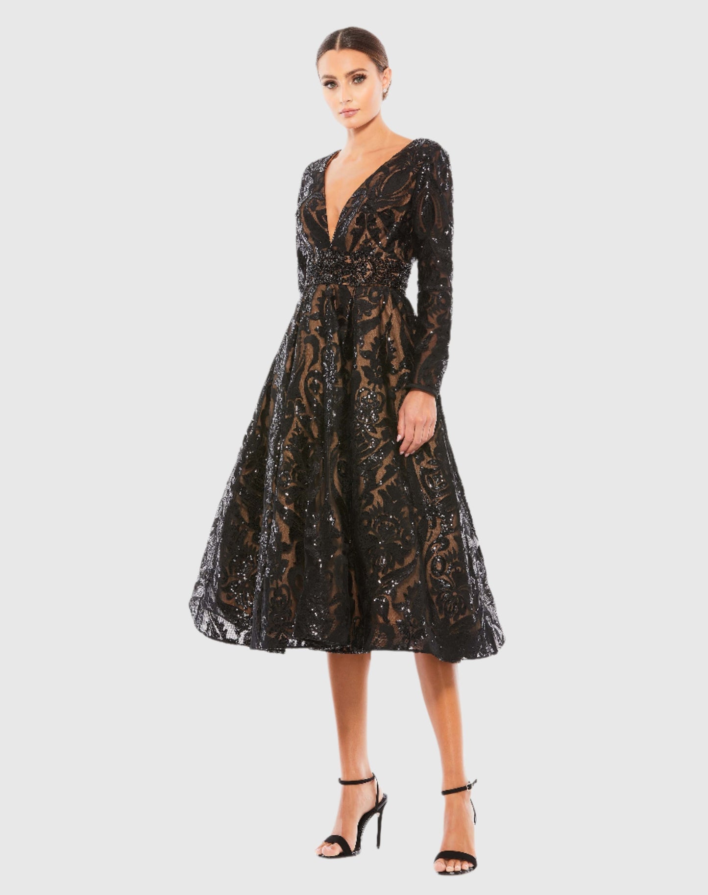 Mac Duggal #67529 Black Sequin Embellished A-Line Cocktail – Shaide Boutique