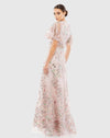 Floral Embellished Short Sleeve Gown - Rose Pink