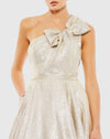 Bow One Shoulder Metallic Ballgown - Oyster