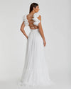 Ruffle tiered floral cut-out chiffon gown - White
