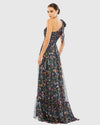 Tied one shoulder cut-out flowy gown - Floral