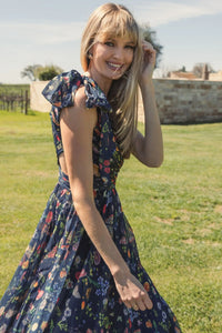 Tied one shoulder cut-out flowy gown - Floral