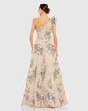 Embellished One Shoulder A Line Gown - Mocha