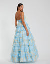 Floral Cut Out Ruffle Tiered Gown - Pink Multi