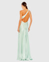 Beaded asymmetric one shoulder Grecian column gown - Pink