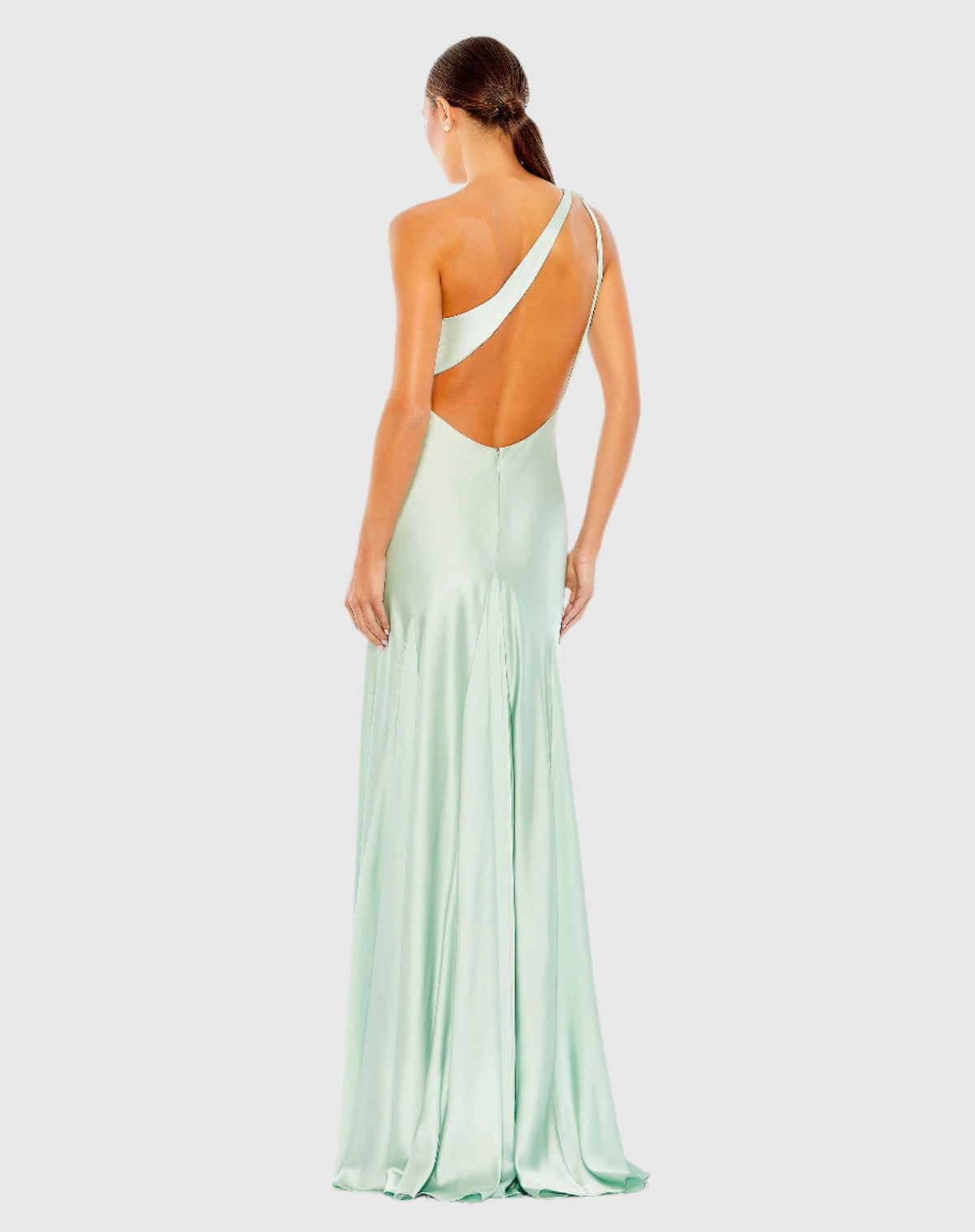 Beaded asymmetric one shoulder Grecian column gown - Pink