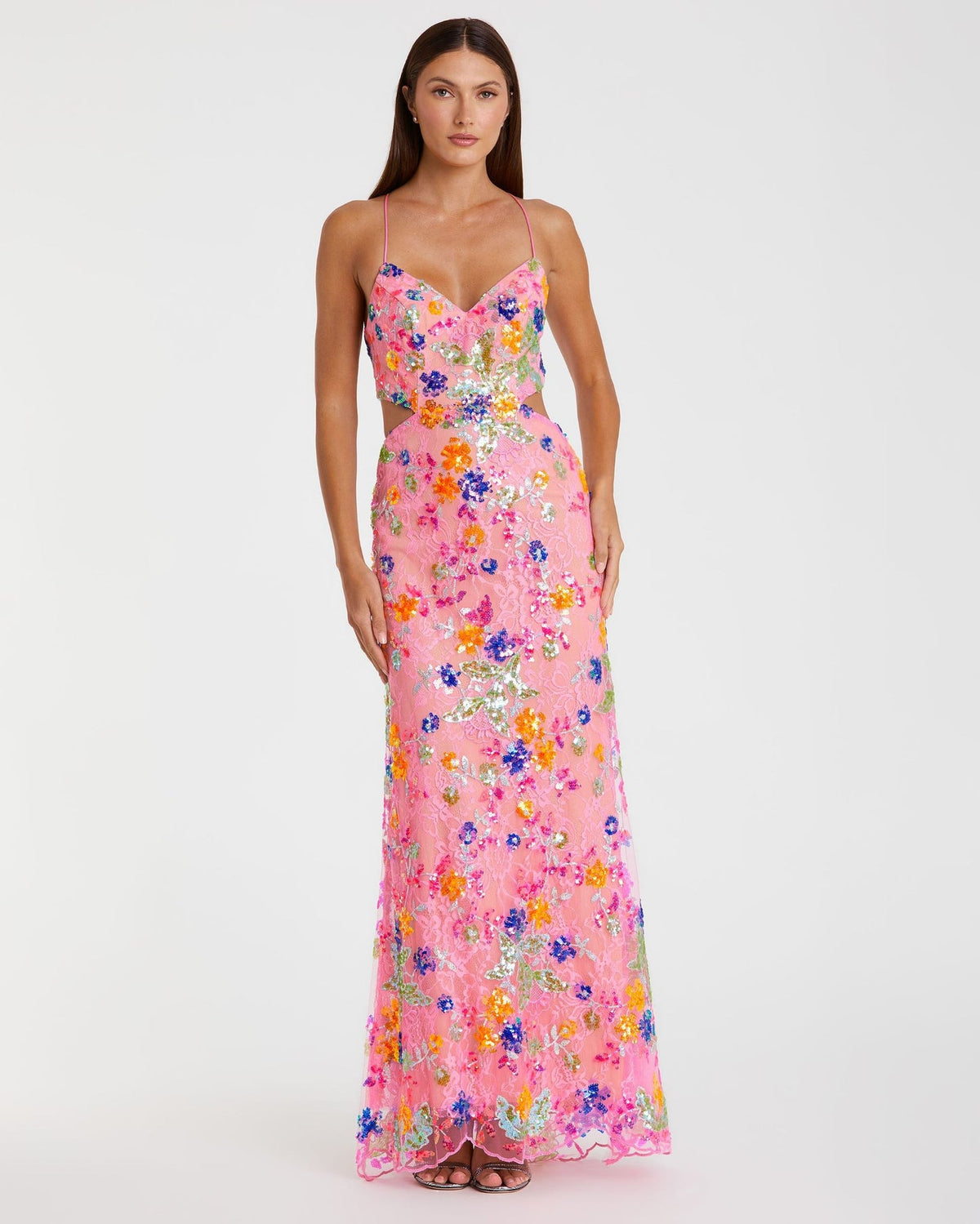 Mac Duggal, Floral sequin & lace Summer Gown - Pink #68067