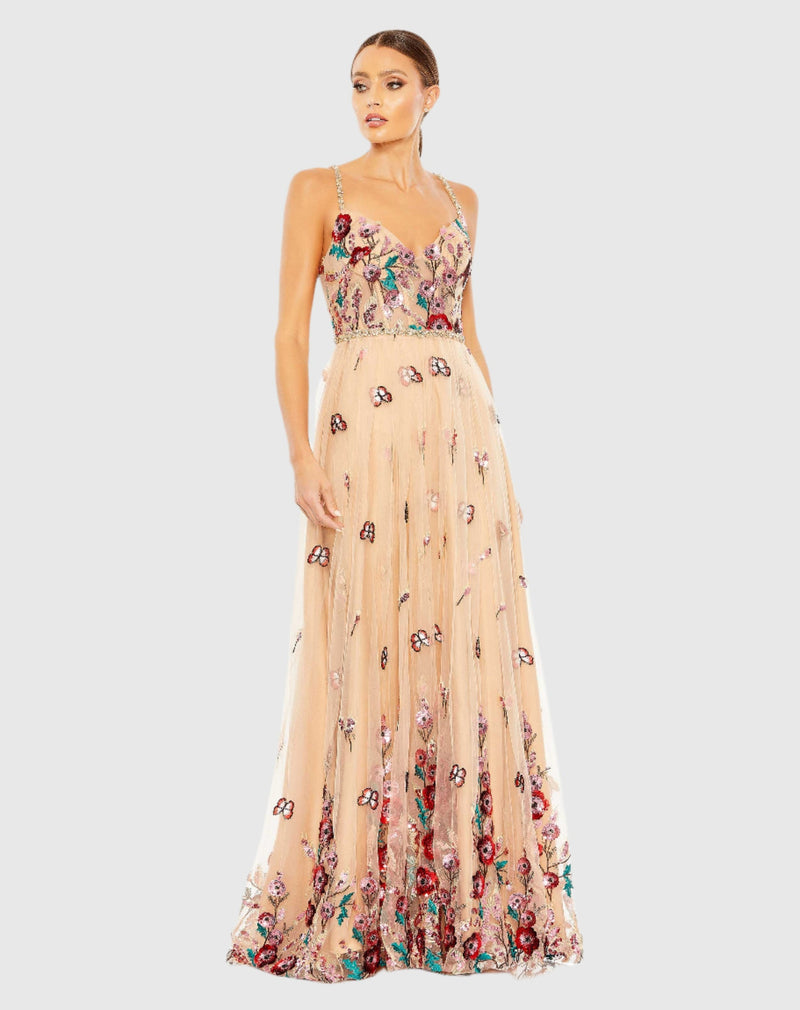 Mac Duggal #681101 Embellished Floral Detail A Line Gown - Nude | Shaide - Shop Women's Evening Dresses Online Shaide Boutique Mac Duggal #681101 Embellished Floral Detail A Line Gown - Nude | Shaide - Shop Women's Evening Dresses Online Shaide Boutique