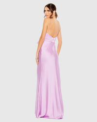 Rhinestone Bow Cami Gown - Lilac