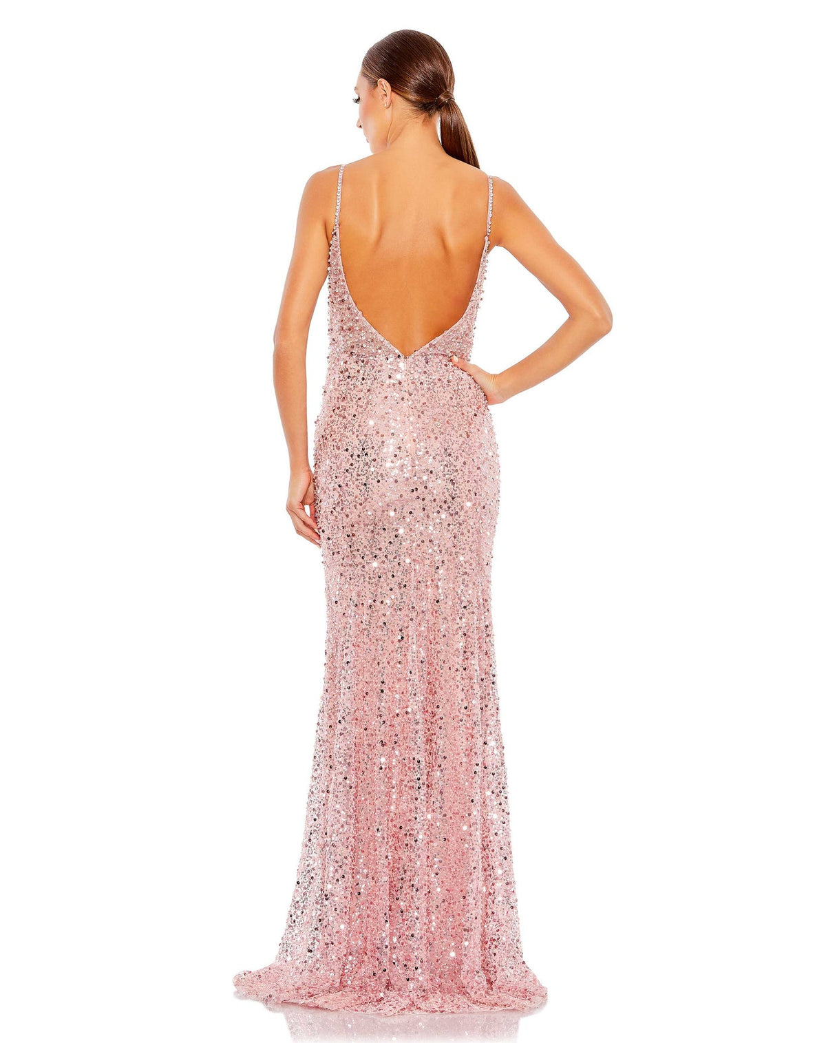 EMBELLISHED PLUNGE NECK SLEEVELESS TRUMPET GOWN mac duggal Style #68175 backless