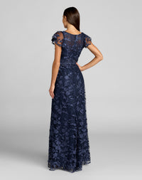 Mac Duggal #68192 Midnight embroidered applique gown back