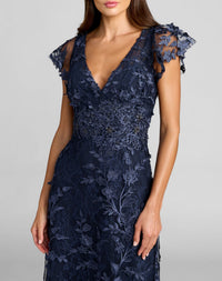 Mac Duggal #68192 Midnight embroidered applique gown detail