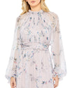 Long sleeve floral modest gown - Lilac