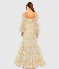 Chiffon Tiered Sweetheart Neck Dress - White
