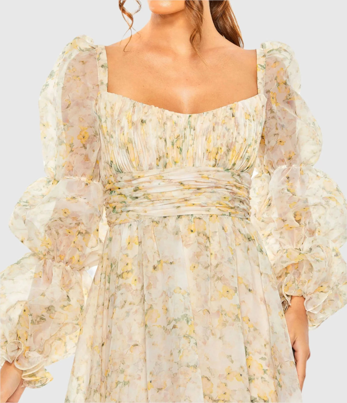 Chiffon Tiered Sweetheart Neck Dress - White