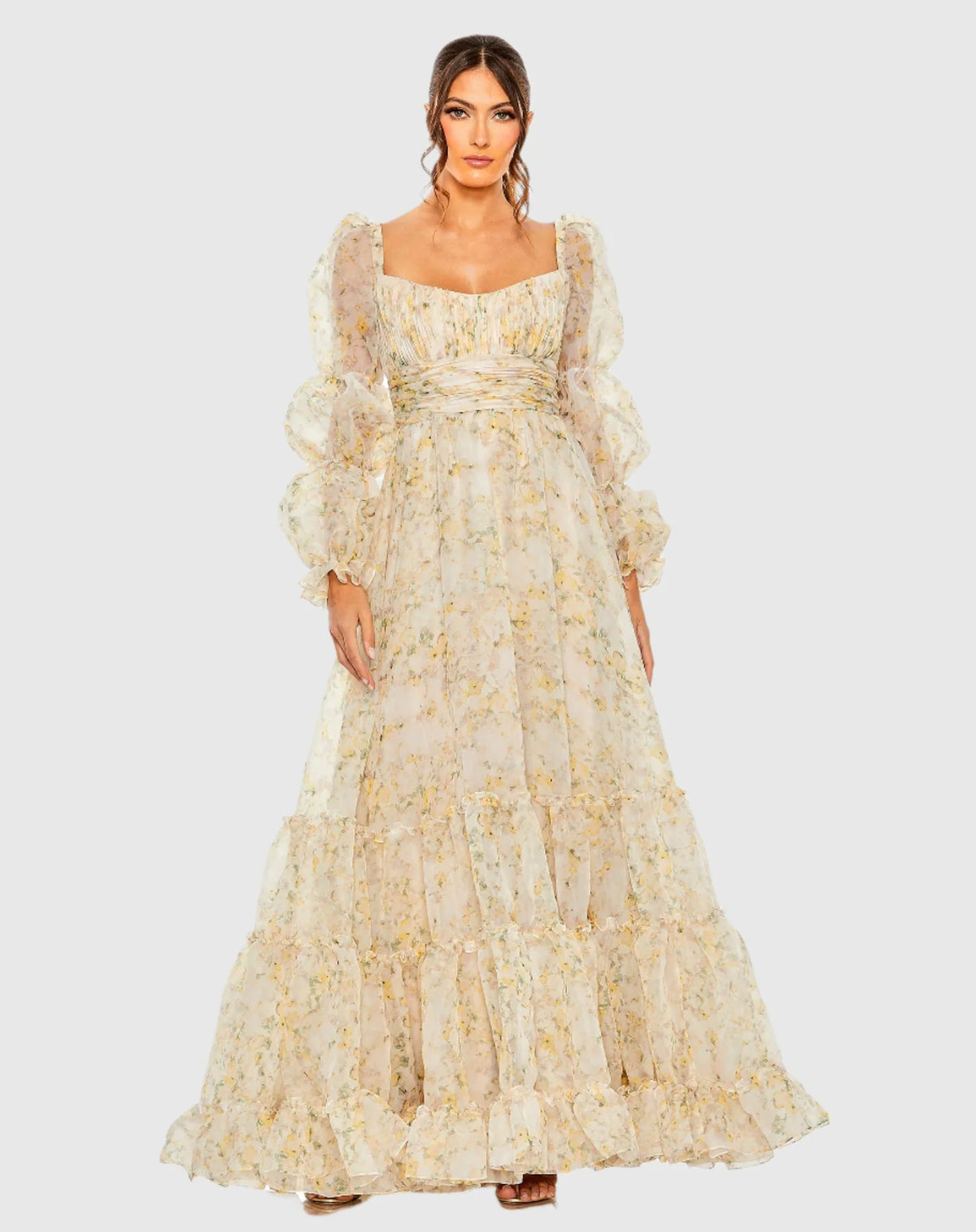 Mac Duggal, Chiffon Tiered Sweetheart Neck Dress - White #68288