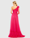 Tiered one shoulder ruched gown - Aqua