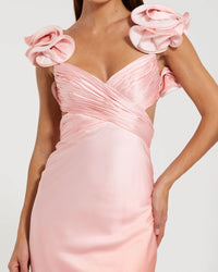 Mac Duggal Charmeuse Ruffle Strap Crossover Ombre Gown - Orange