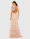 Ruffle tiered cut-out chiffon floral gown - Pink