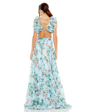 Style #68521 Designer: Mac Duggal RUFFLE TIERED FLORAL CUT-OUT CHIFFON GOWN - Blue Multi back